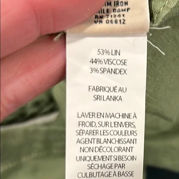 L.L. Bean Women olive green linen blend button down cinch waist jacket sz XL - Picture 9 of 9